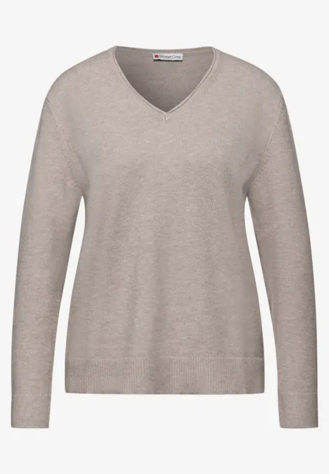 Kuscheliger V-Neck Pullover sandstone mocha mel.