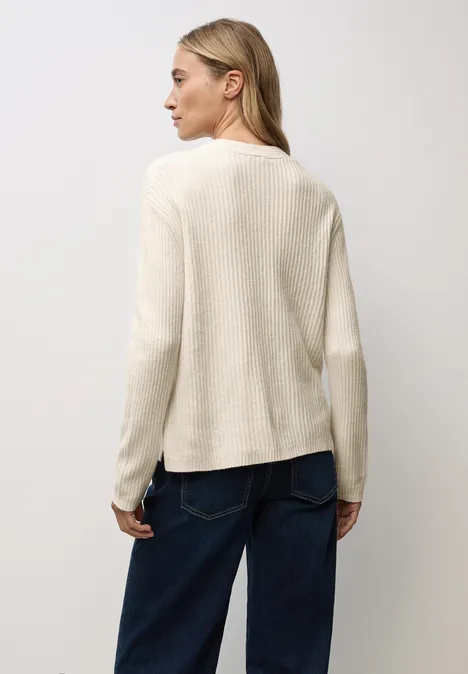 V-Neck Strukturpullover soft beige