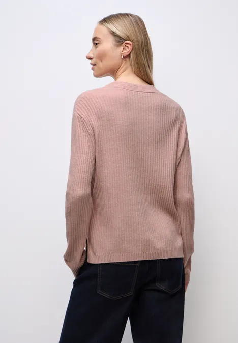 V-Neck Strukturpullover faded rose mel.
