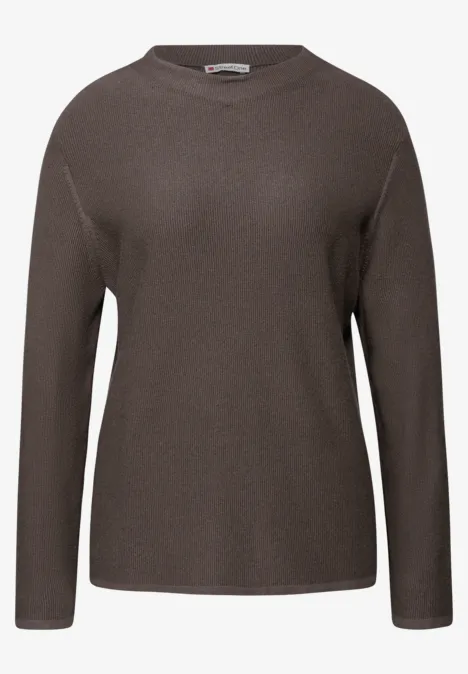 Strukturpullover dark nomad brown mel.