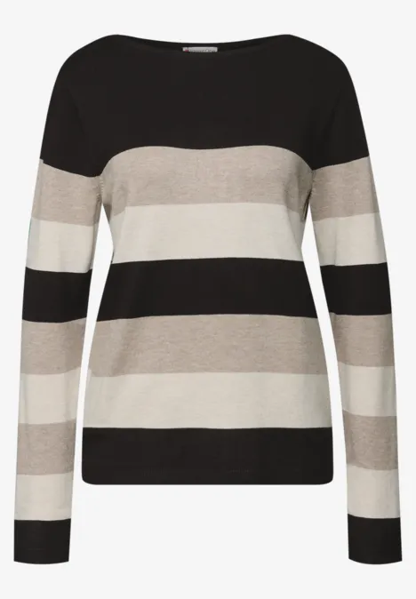 Gestreifter Pullover Black