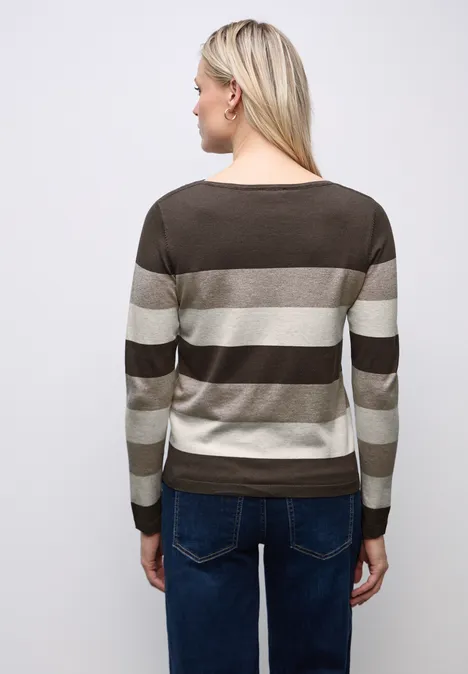 Gestreifter Pullover nomad brown mel.