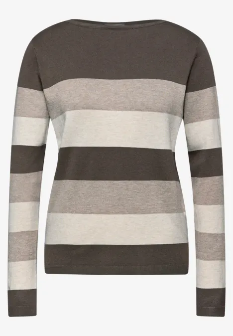 Gestreifter Pullover nomad brown mel.