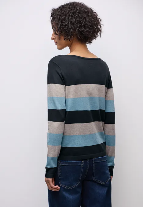 Gestreifter Pullover deepwater blue