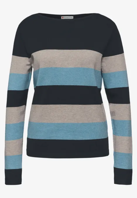 Gestreifter Pullover deepwater blue
