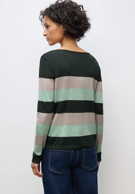 Gestreifter Pullover juniper green