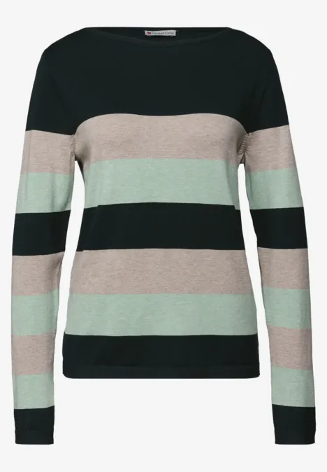 Gestreifter Pullover juniper green