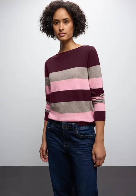 Gestreifter Pullover wildberry red