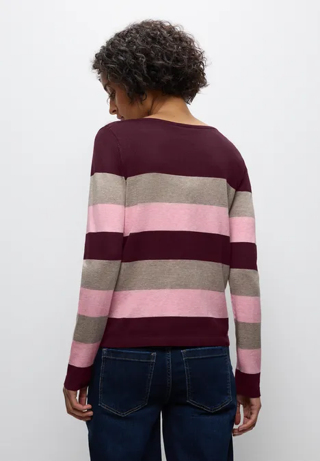 Gestreifter Pullover wildberry red