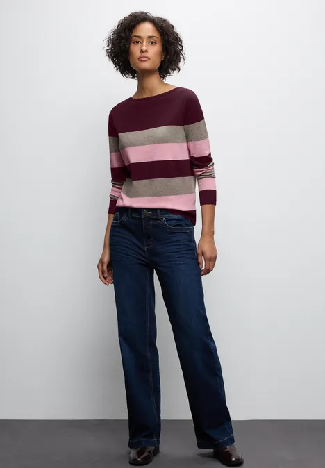 Gestreifter Pullover wildberry red
