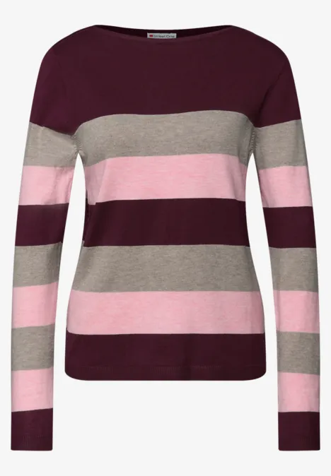 Gestreifter Pullover wildberry red