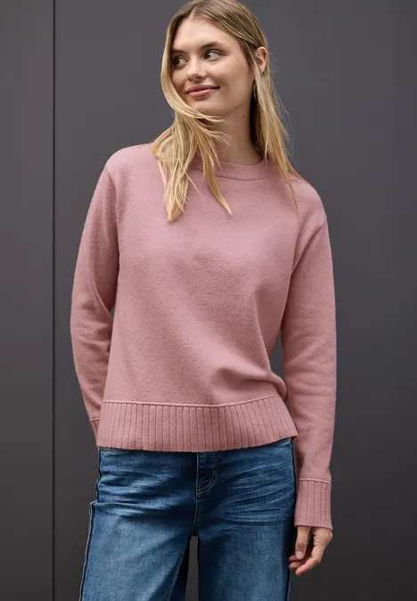 Rundhals Pullover powder pink mel.