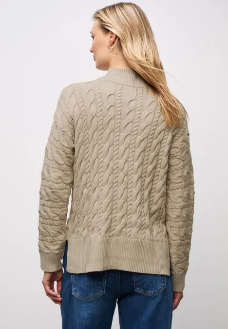 Pullover mit Zopfmuster sanded beige