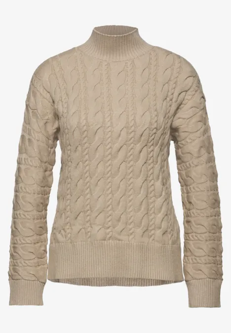 Pullover mit Zopfmuster sanded beige