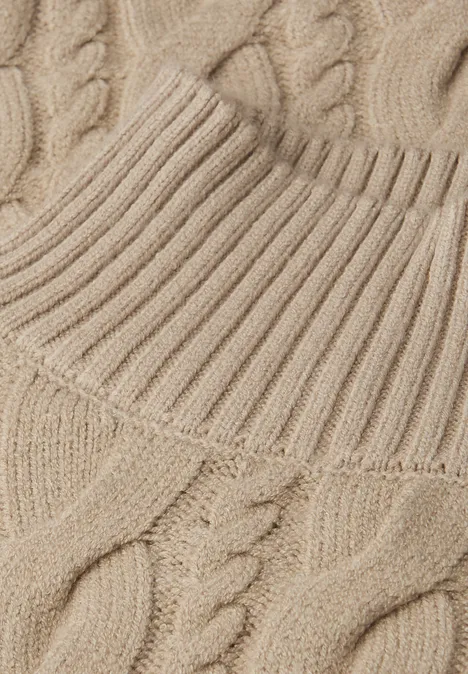 Pullover mit Zopfmuster sanded beige