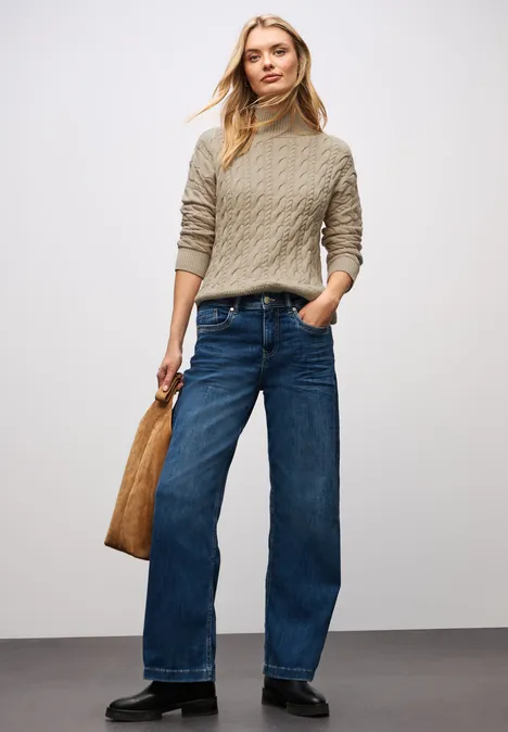 Pullover mit Zopfmuster sanded beige
