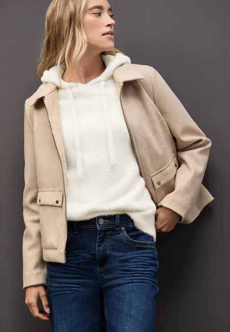 Przytulna bluza z kapturem soft beige