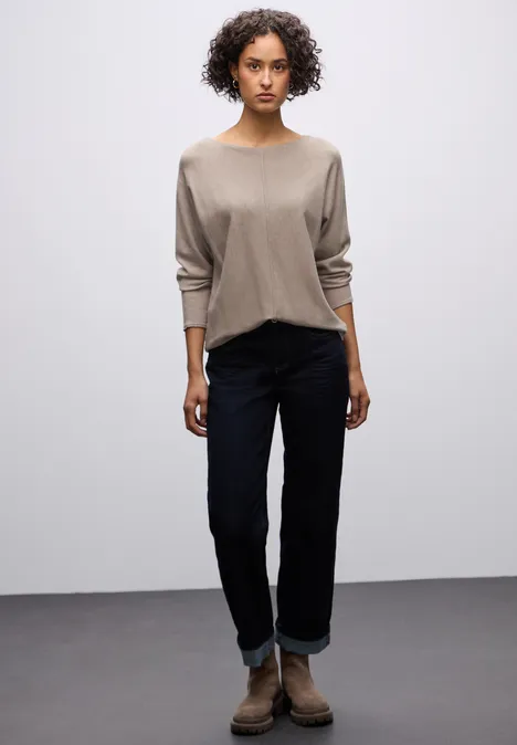 Basis Dolman-trui sandstone mocha mel.