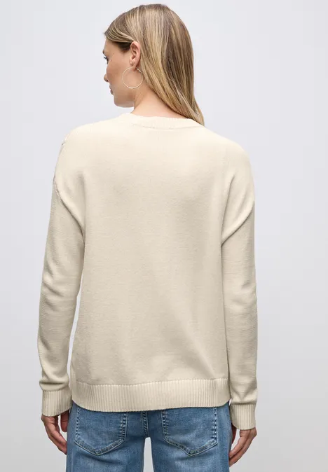 Pullover mit Zopfmuster soft beige