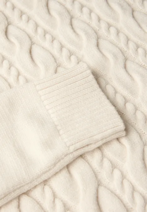 Pullover mit Zopfmuster soft beige