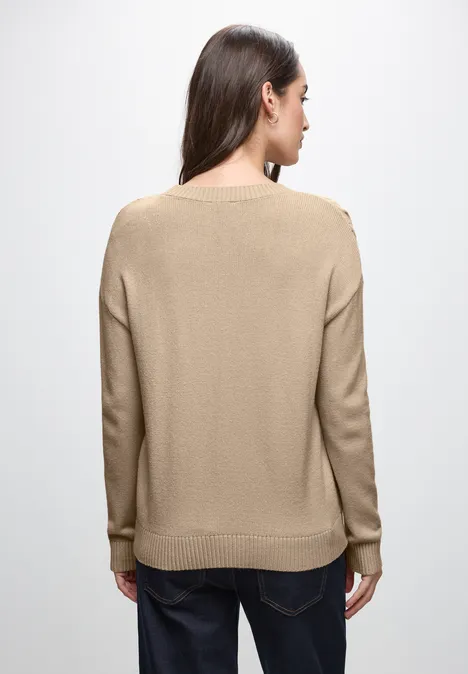 Pullover mit Zopfmuster sanded beige