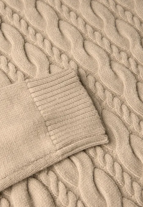 Pullover mit Zopfmuster sanded beige
