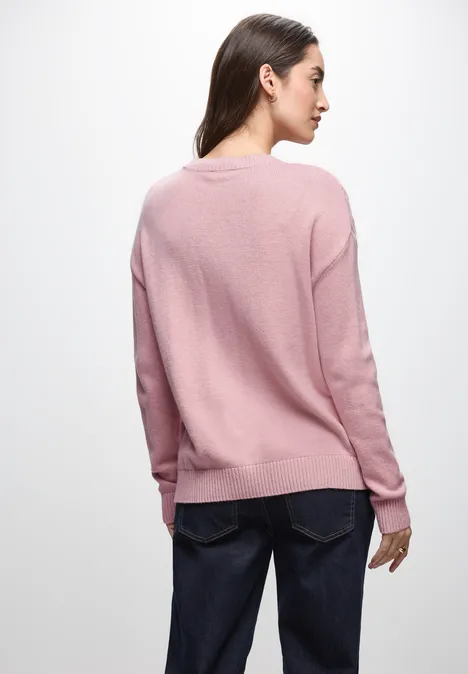 Pullover mit Zopfmuster powder pink mel.