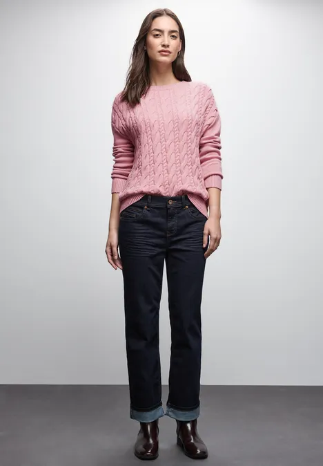 Pullover mit Zopfmuster powder pink mel.