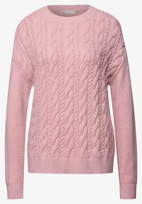 Pullover mit Zopfmuster powder pink mel.