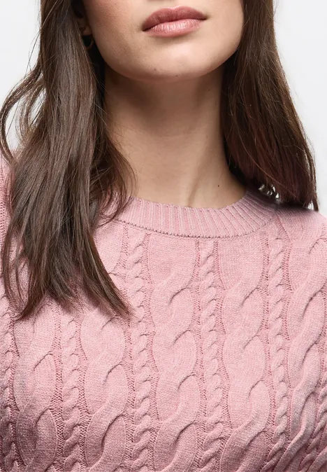 Pullover mit Zopfmuster powder pink mel.