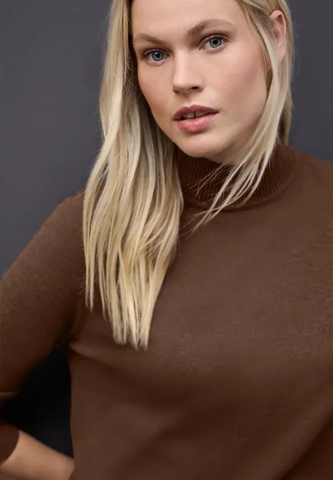 Turtleneck Pullover hazelnut brown mel.
