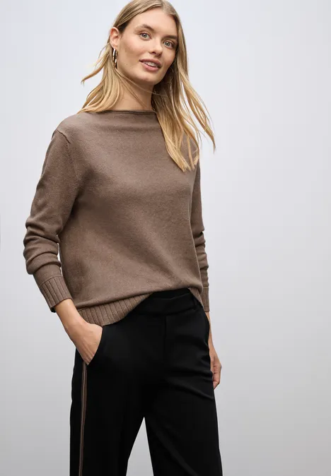 Basic Pullover silk brown mel.