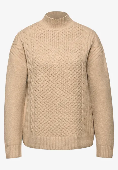 Pullover mit Zopfmuster sanded beige