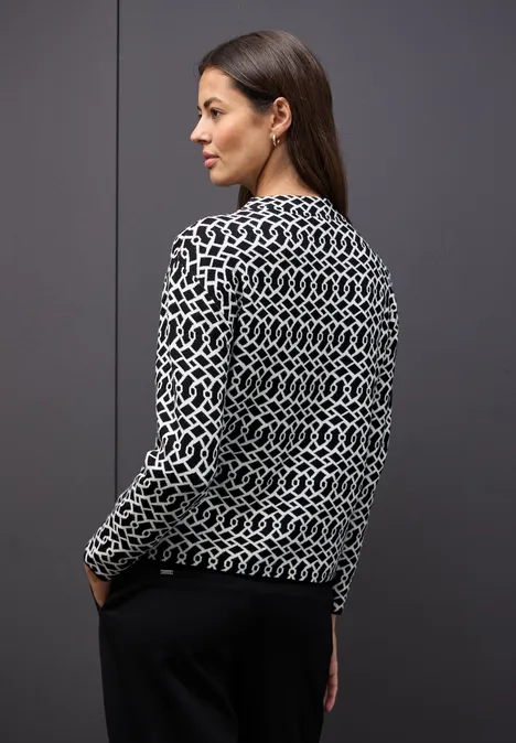Cosy jacquard trui Black