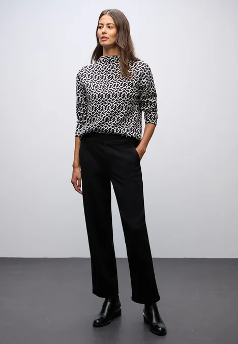 Cosy jacquard trui Black