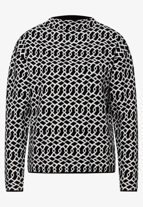 Cosy jacquard trui Black