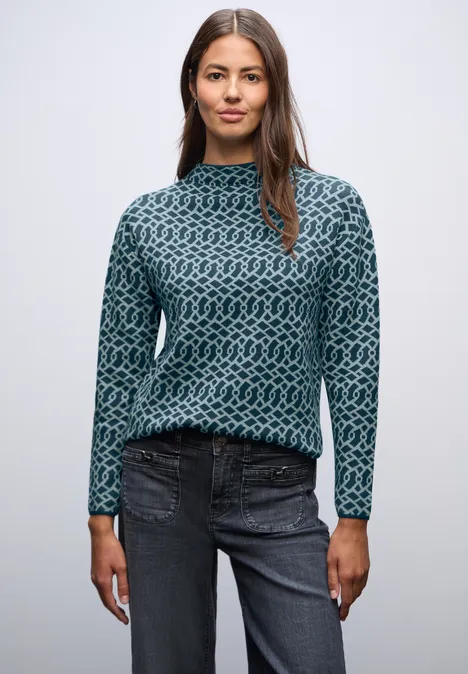 Cosy Jacquard Pullover tide blue