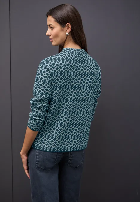 Cosy Jacquard Pullover tide blue