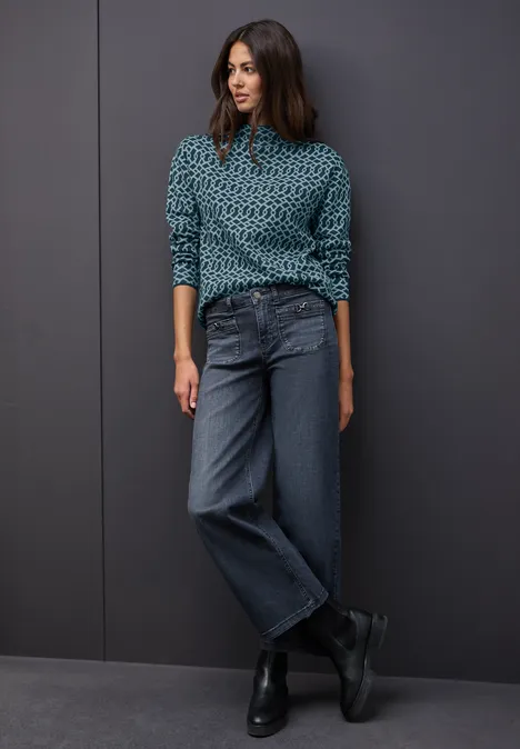 Cosy Jacquard Pullover tide blue