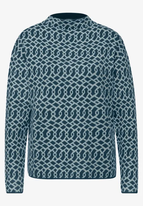 Cosy Jacquard Pullover tide blue