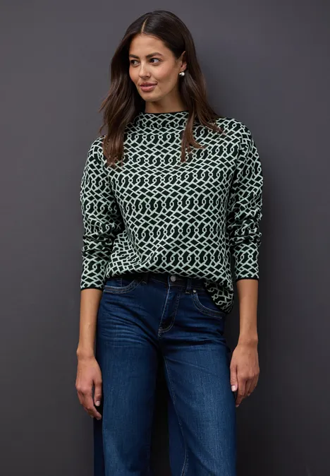 Cosy jacquard trui juniper green
