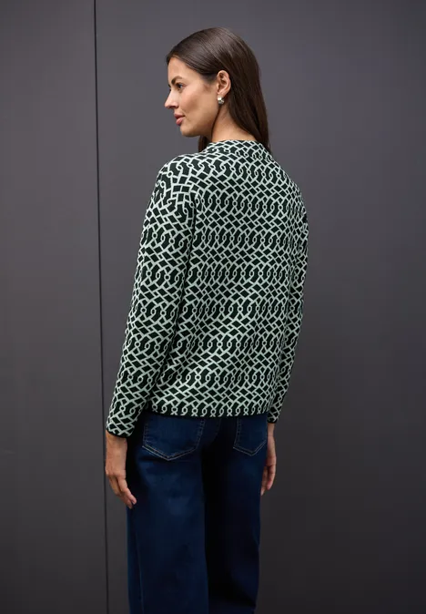 Cosy jacquard trui juniper green