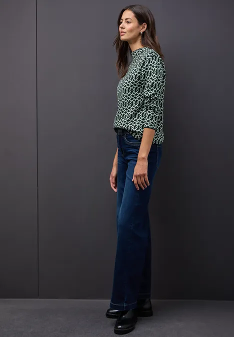 Cosy jacquard trui juniper green