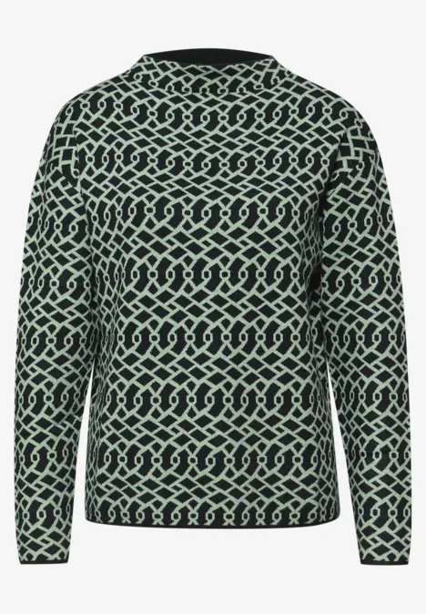 Cosy jacquard trui juniper green
