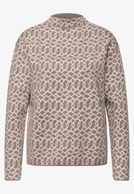 Cosy jacquard trui silk brown mel.