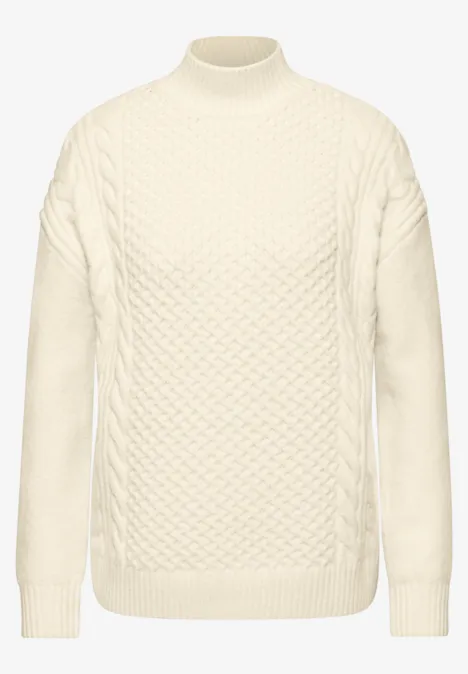 Pullover mit Strickmuster soft beige Pullover mit Strickmuster soft beige