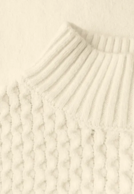 Pullover mit Strickmuster soft beige Pullover mit Strickmuster soft beige