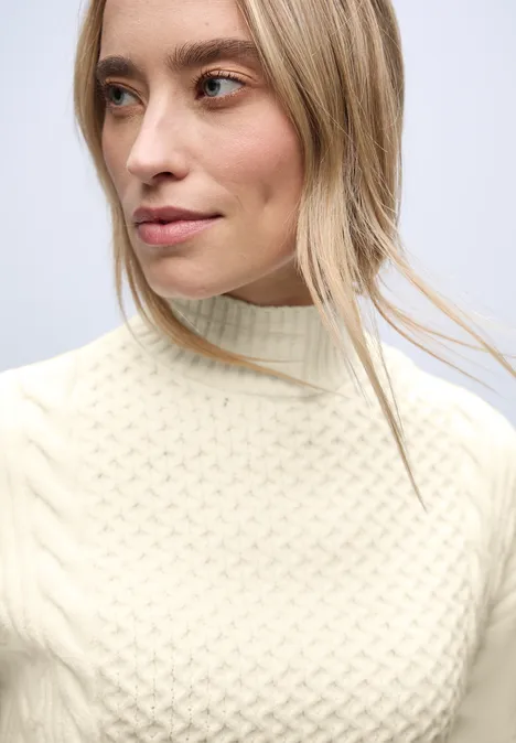 Pullover mit Strickmuster soft beige Pullover mit Strickmuster soft beige