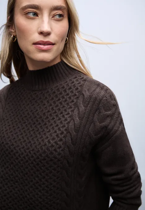 Pullover mit Strickmuster deep roast brown Pullover mit Strickmuster deep roast brown
