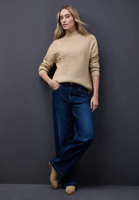 Pullover mit Strickmuster sanded beige Pullover mit Strickmuster sanded beige